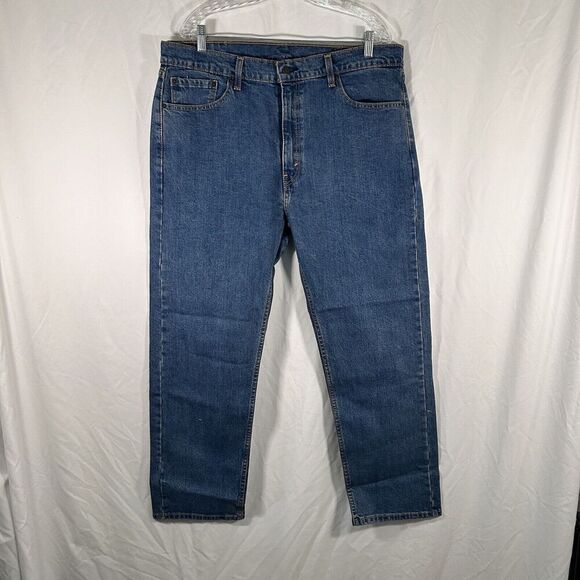 Levis 505 Jeans Men's 38x30 Medium Wash Blue Straight Leg Denim Button Zip - Picture 1 of 8